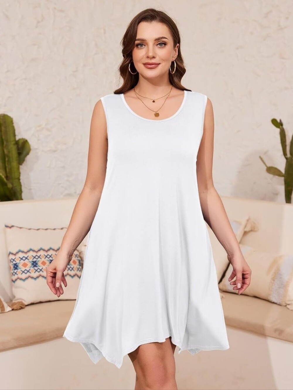 Classic White Sleeveless Mini Dress - Easy Everyday Style